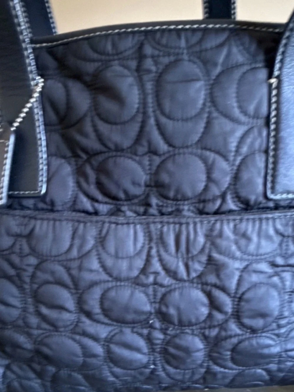 Coach Quilted Black Diaper bag with Leather Straps